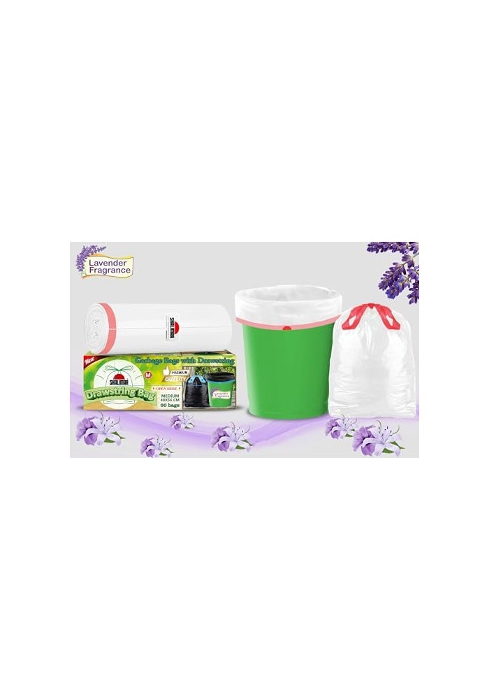 Shalimar Premium OXO Biodegradable Drawstring Garbage Bag, 120 Bags, 48x56 cm, White, Heavy Duty Leak Proof Lavender Scented Trash Bags for Home and Office Use - Image 3