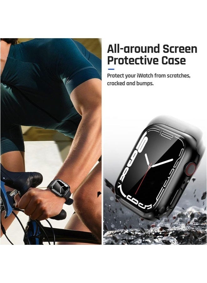 SahlTech 2-Pack Tempered Glass Full Cover for Apple Watch Series 10 (46mm) - Scratch/Water/Dust Proof with Unique Design Hard PC Frame, Black - Image 4