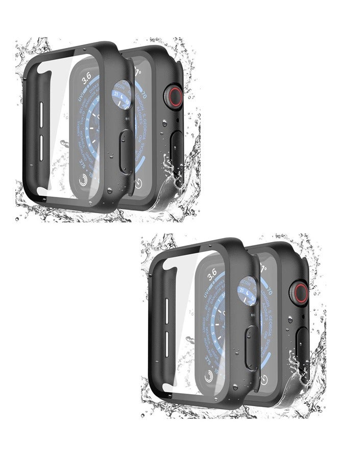 SahlTech 2-Pack Tempered Glass Full Cover for Apple Watch Series 10 (46mm) - Scratch/Water/Dust Proof with Unique Design Hard PC Frame, Black - Image 1