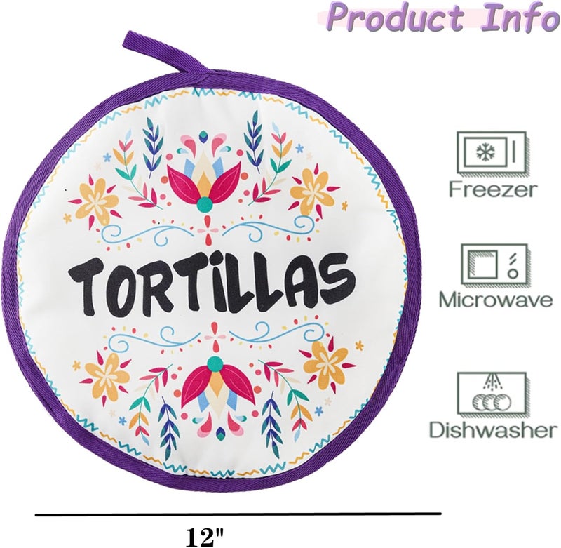 Lyellfe حقيبة تسخين التورتيلا 3 عبوات، 12 بوصة حاملة تسخين التاكو المعزولة للتورتيلا من دقيق الذرة، ليلة تاكو الثلاثاء، حفلة الهالوين، آمنة للاستخدام في الميكروويف والفريزر - Image 2