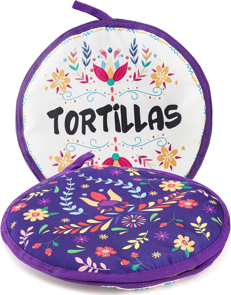 Lyellfe حقيبة تسخين التورتيلا 3 عبوات، 12 بوصة حاملة تسخين التاكو المعزولة للتورتيلا من دقيق الذرة، ليلة تاكو الثلاثاء، حفلة الهالوين، آمنة للاستخدام في الميكروويف والفريزر - Image 4