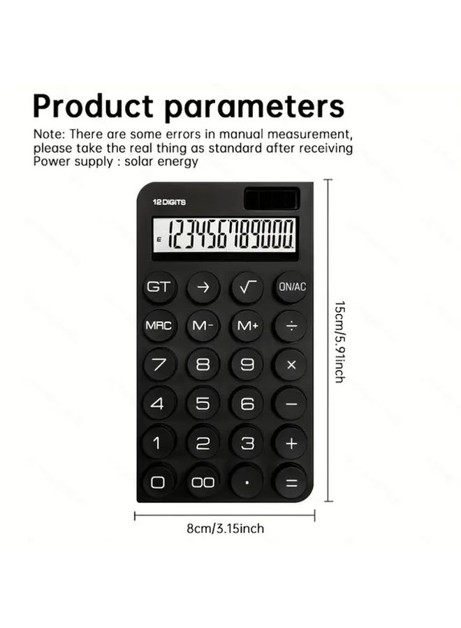 Black Financial Calculator Solar Powered Portable Multi Functional Mechanical Keys - Image 2