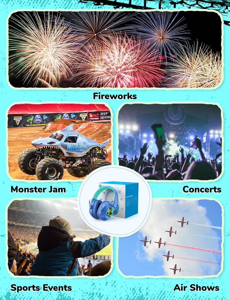 iClever Noise Cancelling Headphones for Kids, SNR 29dB Safety Noise Reduction Ear Muffs for Autism Sensory &Concentration Aid, Ear Hearing Protection for Fireworks/Event/Monster Jam/Concert - Image 5