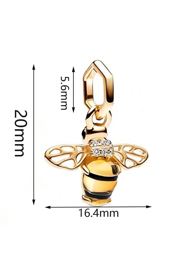 ZURWTCH Gold Bee Sparkling Dangle Charm Fit Women Bracelet Necklaces Fashion Gifts 925 Sterling Silver DIY Jewelry - Image 5