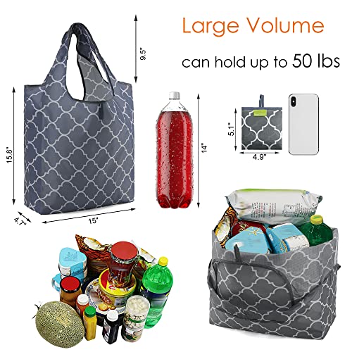 BeeGreen Reusable Shopping Bags for Groceries Reusable Gifts Bag - Grocery Bags Foldable 6 Pack Cute Holiday Cloth Bags With Handles - Large Tote Bag Bulk Heavy Duty Polyester Washable Geometry - Image 2
