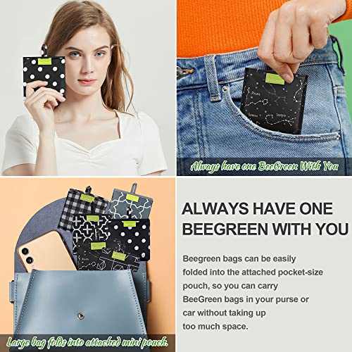 BeeGreen Reusable Shopping Bags for Groceries Reusable Gifts Bag - Grocery Bags Foldable 6 Pack Cute Holiday Cloth Bags With Handles - Large Tote Bag Bulk Heavy Duty Polyester Washable Geometry - Image 3