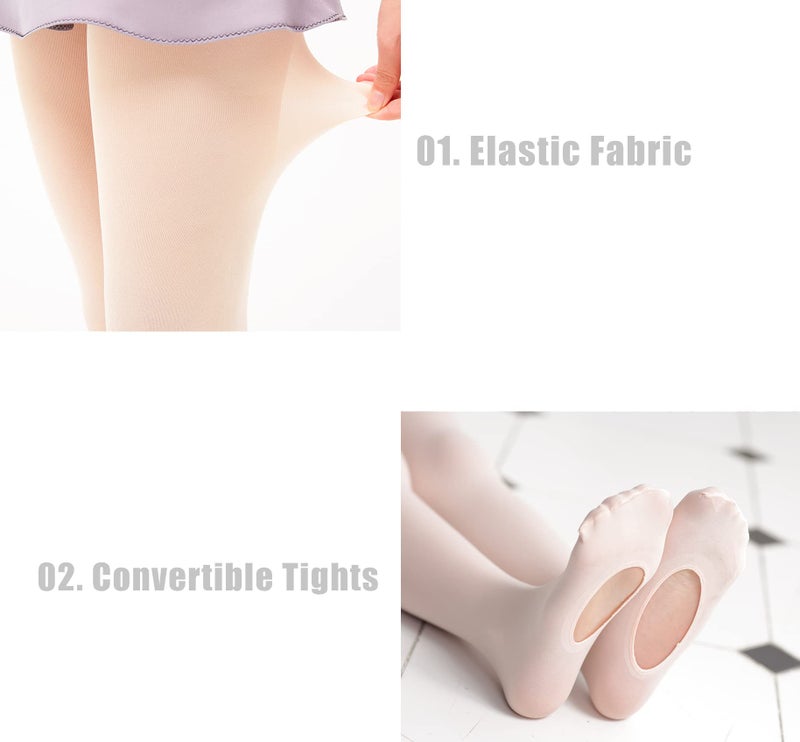 MdnMd 3 Pack Women Ballet Dance Tights Footless Transition Ultra Soft Ballet Legging Stocking Pantyhose (Ballet Pink, Adult-Large, Height 67-69") - Image 4
