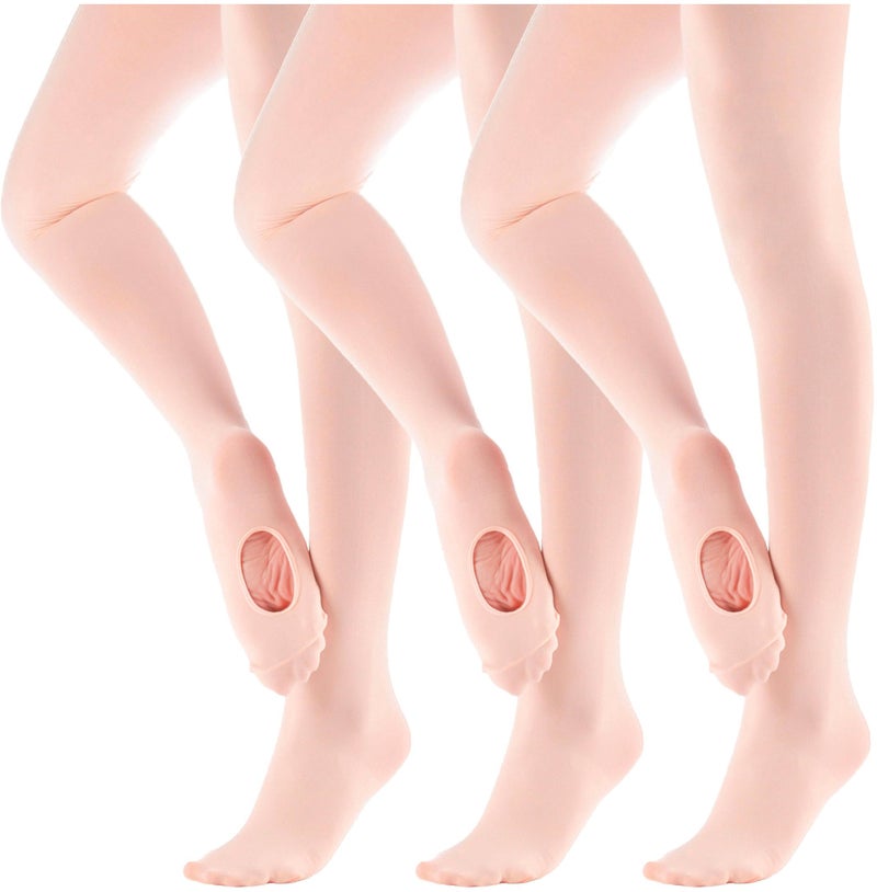 MdnMd 3 Pack Women Ballet Dance Tights Footless Transition Ultra Soft Ballet Legging Stocking Pantyhose (Ballet Pink, Adult-Large, Height 67-69") - Image 1