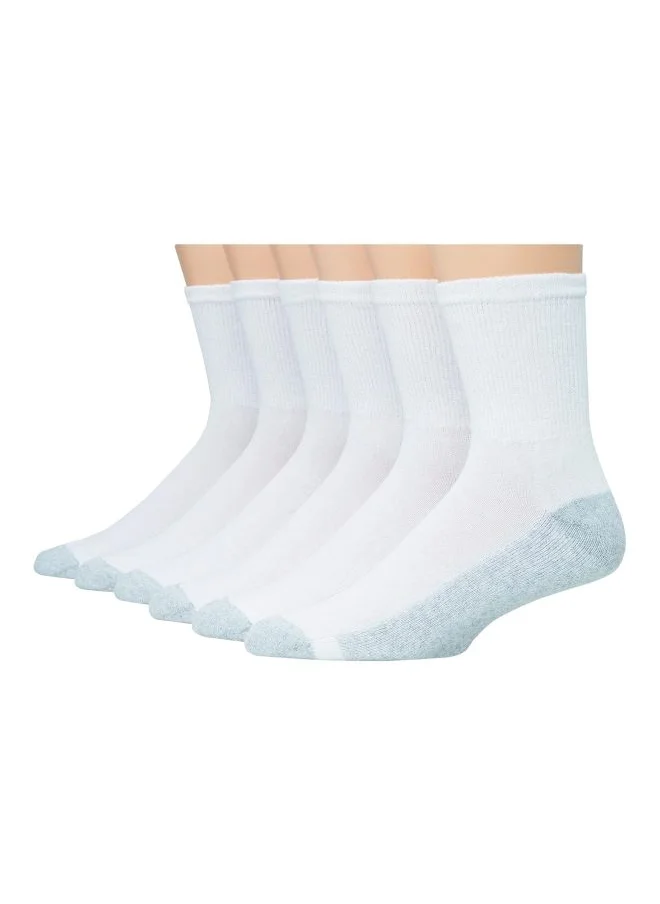 هينز Cushion Crew Big and Tall Heel and Toe Socks White