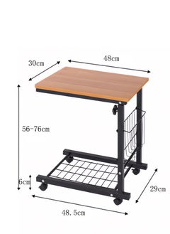 Royal Polar Simple modern mobile bedside table lifting side table lazy computer table sofa small desk white / brown  - Image 5