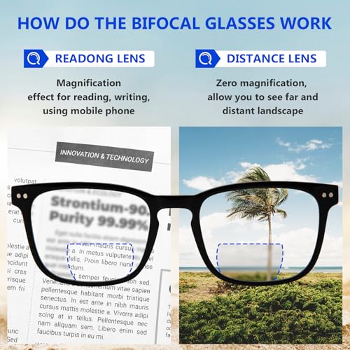 DEHOTRE Bifocal Reading Glasses Men with Strong Magnetic Clip On TAC Polarized Sunglasses Clear Top Readers Metal Core Wire Black 2.00 - Image 3