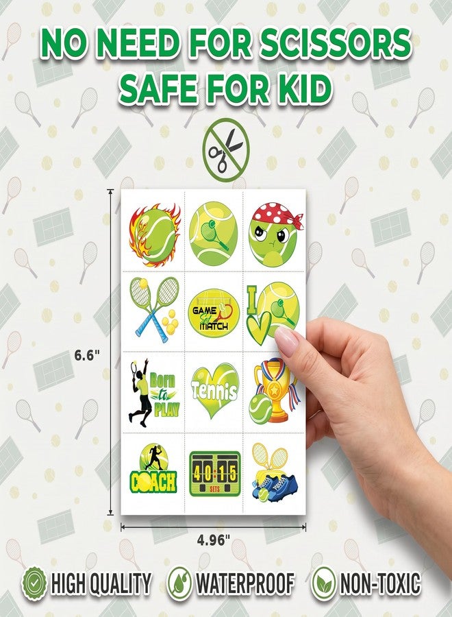 91TATTOOS 96 PCS Funny Tennis Ball Pre-Cut Temporary Tattoos for Kids - Image 5