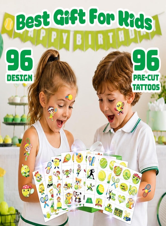 91TATTOOS 96 PCS Funny Tennis Ball Pre-Cut Temporary Tattoos for Kids - Image 4