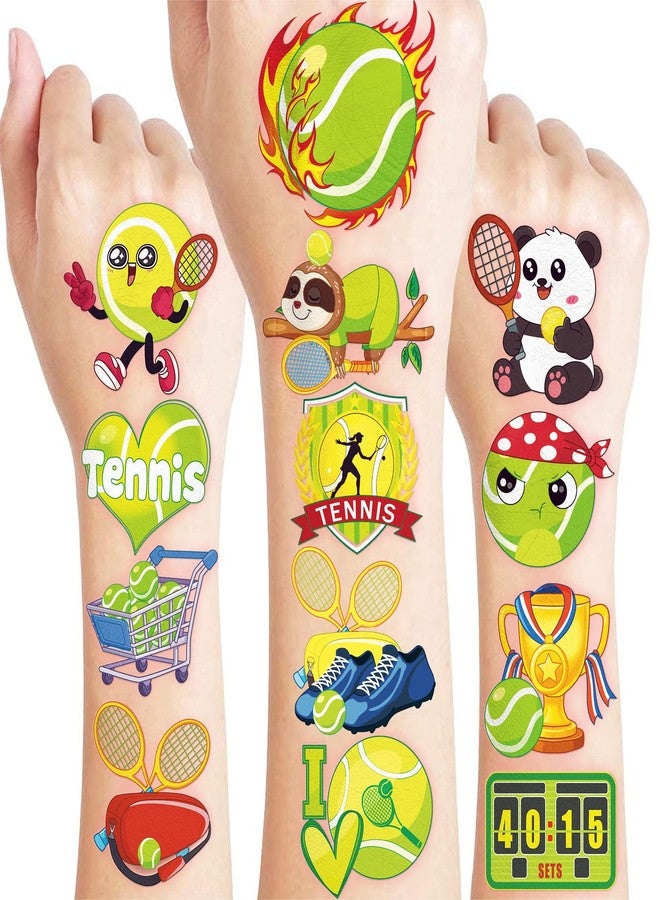 91TATTOOS 96 PCS Funny Tennis Ball Pre-Cut Temporary Tattoos for Kids - Image 1