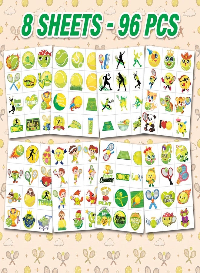 91TATTOOS 96 PCS Funny Tennis Ball Pre-Cut Temporary Tattoos for Kids - Image 3