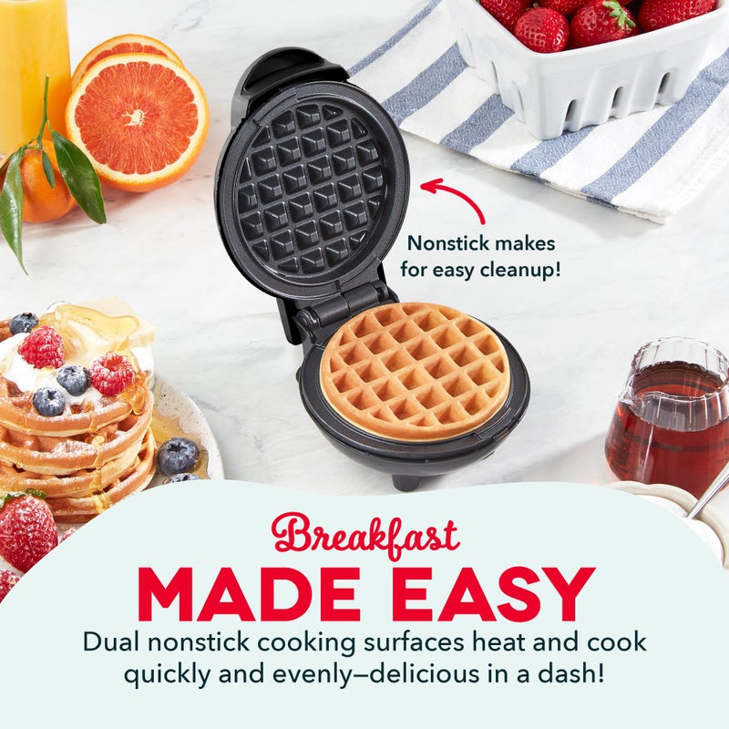 Dash DASH Mini Waffle Maker - 4” Waffle Mold, Nonstick Waffle Iron with Quick Heat-Up, Nonstick Surface - Perfect Mini Waffle Maker for Kids and Families, Just Add Batter (Black)  - Image 3