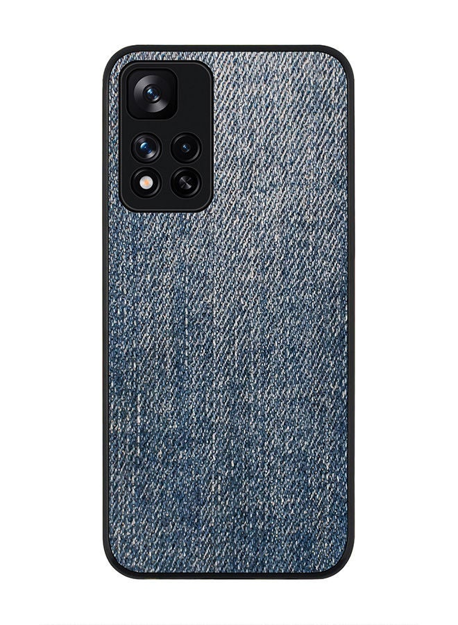 Stylizedd Rugged Black edge case for Redmi Note 11 Pro Plus 5G Slim fit Soft Case Flexible Rubber Edges Anti Drop TPU Gel Thin Cover - Dark Denim Print - Image 1