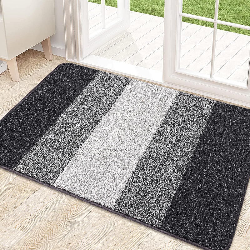 Kitinjoy Indoor Outdoor Door Mat 32x20 NonSlip Absorbent Dirt Trapper LowProfile Washable Inside Entrance Front Floor Mat Sturdy Soft Entry Doormats for Entryway Grey