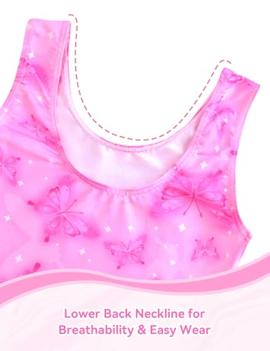Nymphperi Leotard for Girls Gymnastics Size 3t 4t Light Pink Diamond Butterfly Gym Biketards with Shorts - Image 4