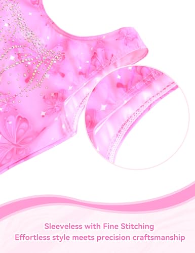 Nymphperi Leotard for Girls Gymnastics Size 3t 4t Light Pink Diamond Butterfly Gym Biketards with Shorts - Image 3