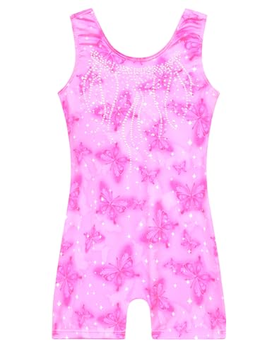 Nymphperi Leotard for Girls Gymnastics Size 3t 4t Light Pink Diamond Butterfly Gym Biketards with Shorts - Image 1