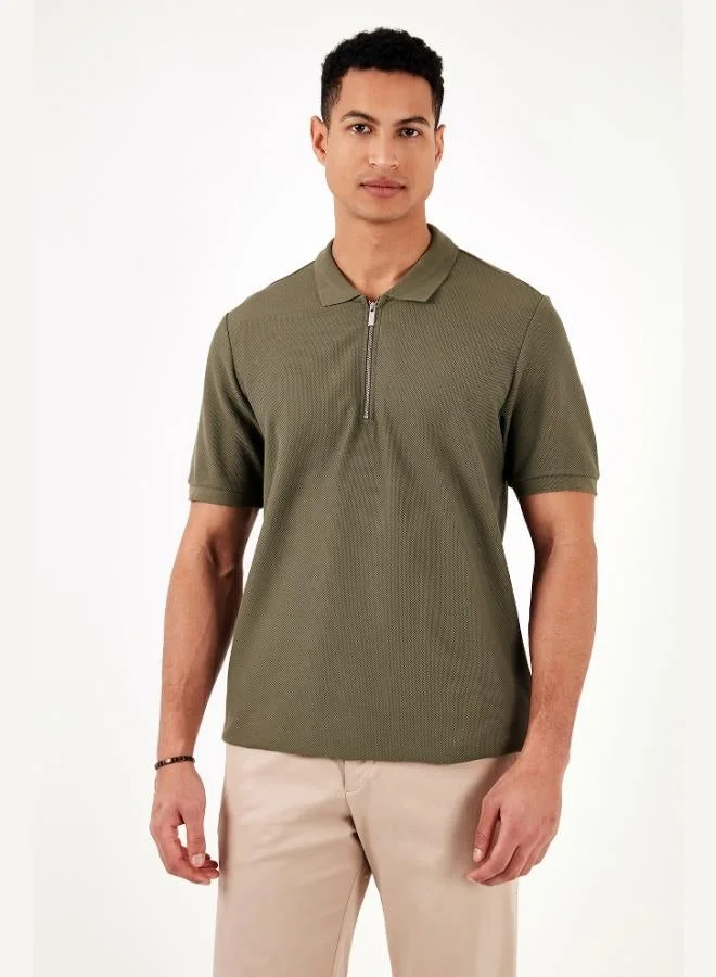 Buratti  Buratti Cotton Regular Fit Zippered Polo Collar T Shirt Men's Polo Collar T-Shirt 5902434 for Men | Best Price UAE