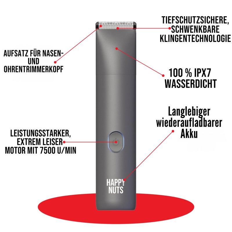 HAPPY NUTS The Lumberjack Electric Groin & Body Hair Trimmer for Men - Mens Body Groomer Kit for Privates - Smooth Ball & Pubic Hair Shaver (Graphite) - Image 5