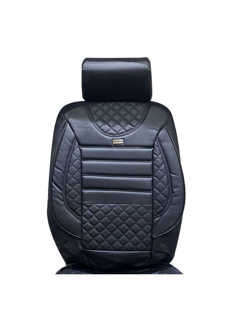 Agc Universal Seat Cover Cushion For 5 Seater Car Front/Back Seat and Head Rest, High Quality Rexine Premium Version -11 Pcs Set (Black With Stripes) - Image 2
