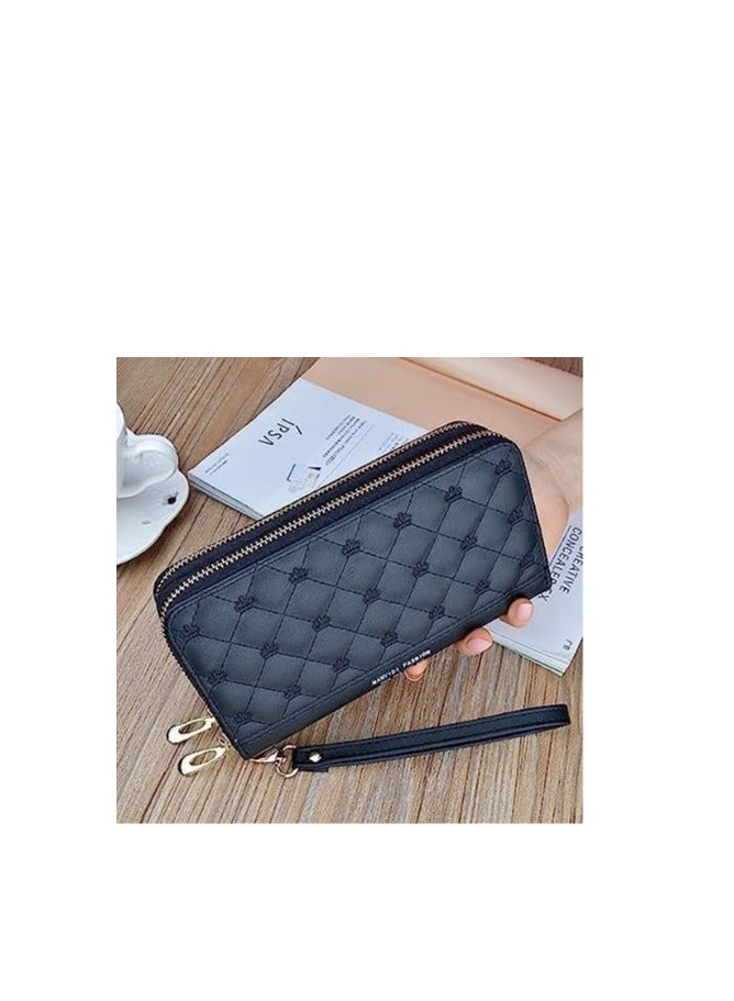 general Women's hand wallet, mobile phone wallet with double zipper, long wallet with large capacity - Image 4