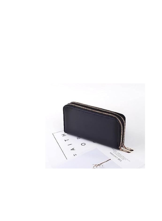 general Women's hand wallet, mobile phone wallet with double zipper, long wallet with large capacity - Image 3