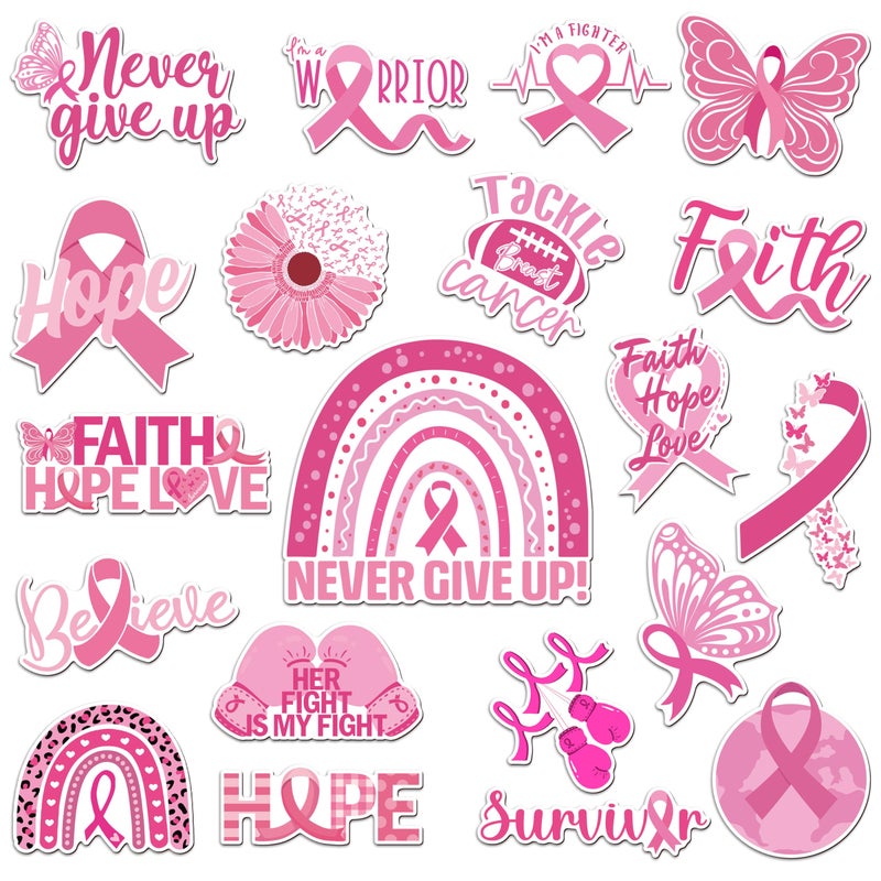 JAPBOR مغناطيس توعية سرطان الثدي JAPBOR 20 قطعة ملصق مغناطيسي بشريط وردي زينة إكسسوارات ملصق للناجيات من سرطان الثدي لسيارة الثلاجة خزانة حدث خيري زينة حفلة