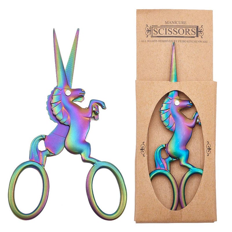 SUNNYCLUE 1pc Unicorn Sewing Scissors 45Inch Small Snips Stainless Steel Sharp Tip Brow Shaping Vintage Scissors Shears for DIY Crafting Needle Work Threading Art Work - Image 3