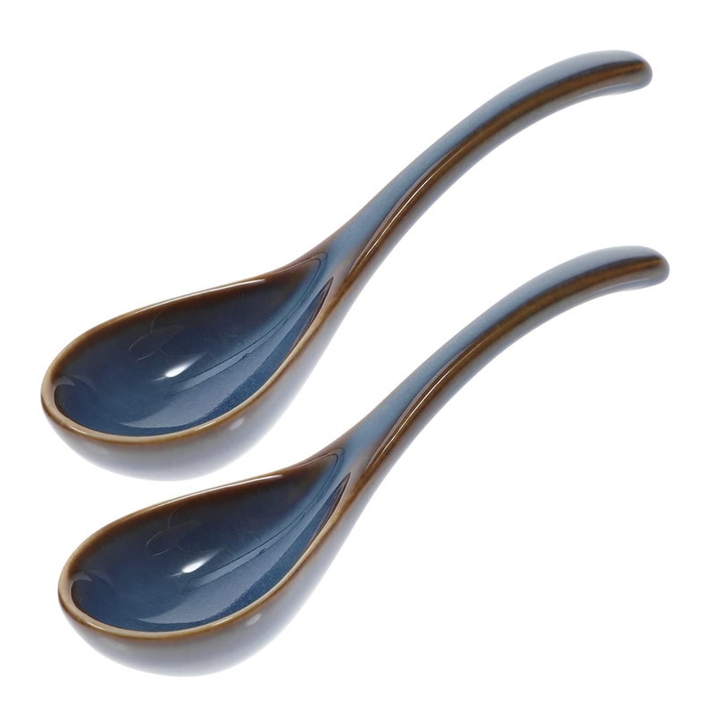 2 Piece Large Ceramic Soup Spoons Japanese Rice Serving Spoons For Kitchen - Image 2