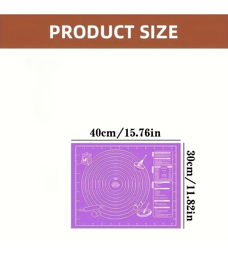 Non Slip Baking Mat With Measurement Markings And Rolling Pin 2pcs - Image 3