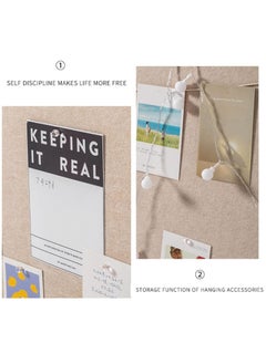 Generic Bulletin Board Foldable Large Decorative Picture Framed Display Board  Bulletin Board for Displaying Notes Photos School Home Kitchen & Office Walls (Beige)  - Image 3