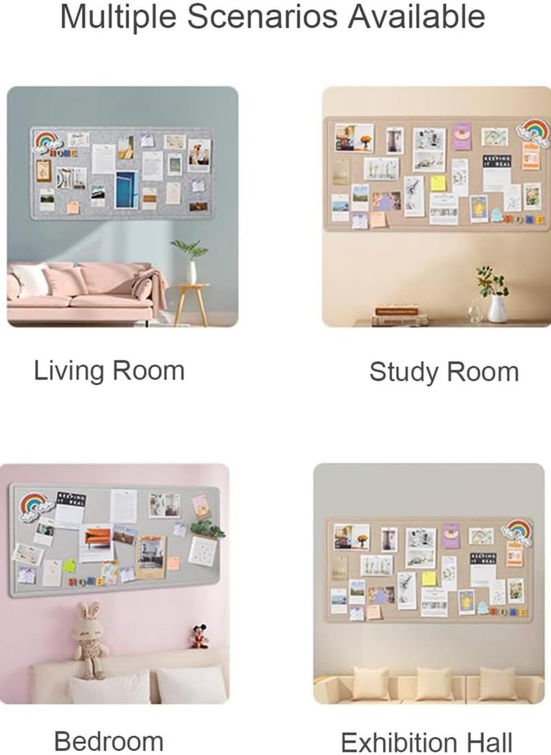 Generic - Bulletin Board Foldable Large Decorative Picture Framed Display Board  Bulletin Board for Displaying Notes Photos School Home Kitchen & Office Walls (Beige) - Image 1