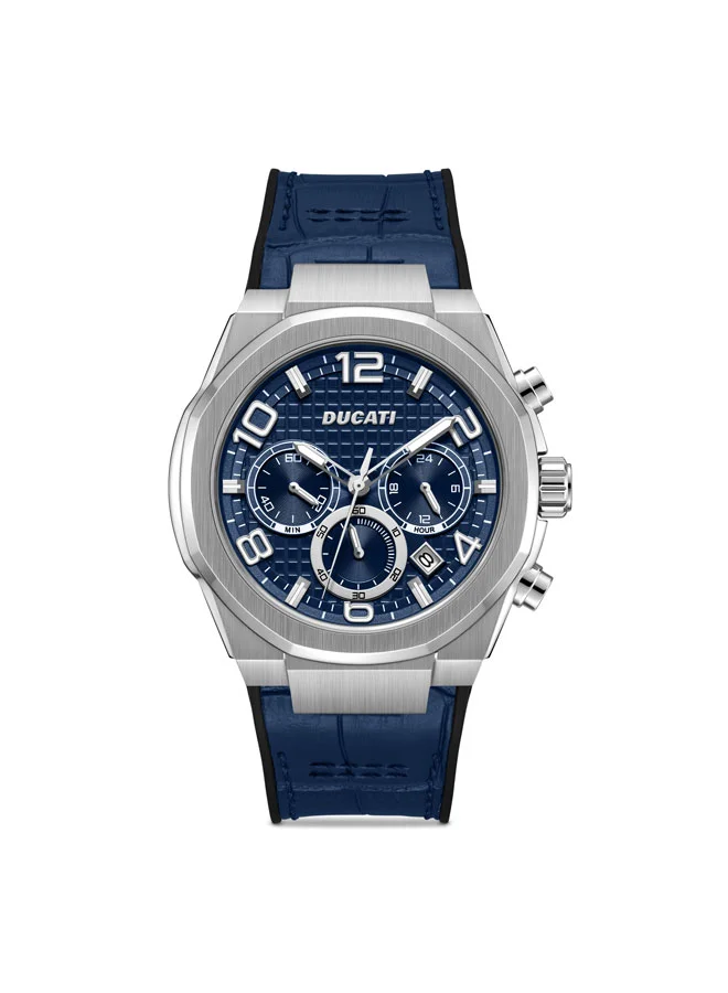 Ducati DT006 Blue Dial, Silicone-Nylon Strap, Chronograph Watch for Men, 42mm