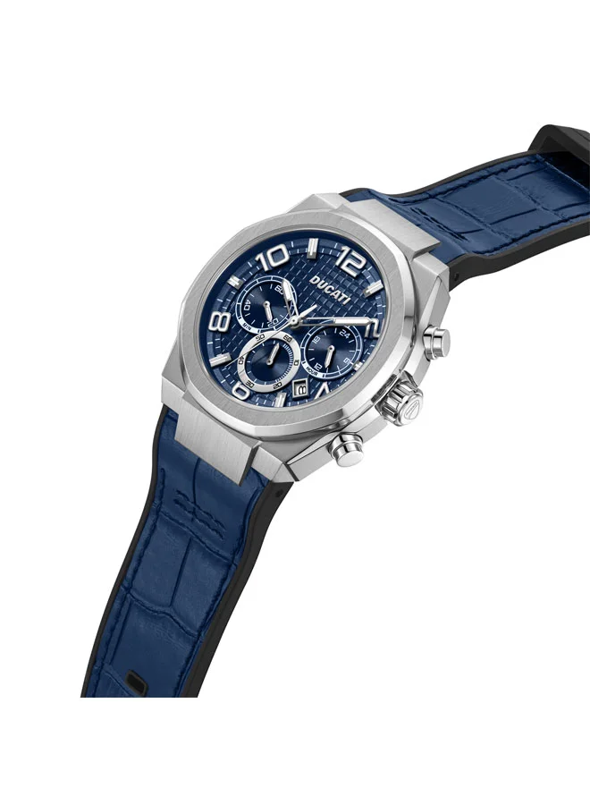 Ducati DT006 Blue Dial, Silicone-Nylon Strap, Chronograph Watch for Men, 42mm