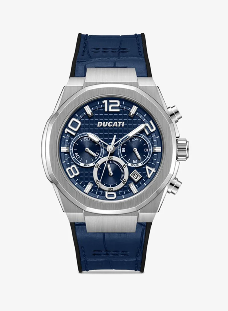 Ducati DT006 Blue Dial, Silicone-Nylon Strap, Chronograph Watch for Men, 42mm