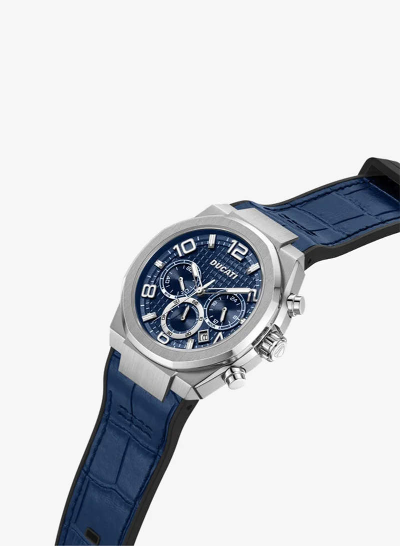Ducati DT006 Blue Dial, Silicone-Nylon Strap, Chronograph Watch for Men, 42mm