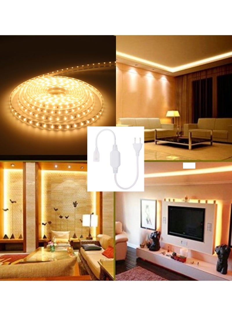 Generic Premium Quality Led Strip Light 120 LED High Bright IP44 LED Strip Light 2835 SMD With US Plug Led Connector For Indoor Outdoor Lighting Room And Kitchen Decoration Warm White  - Image 1