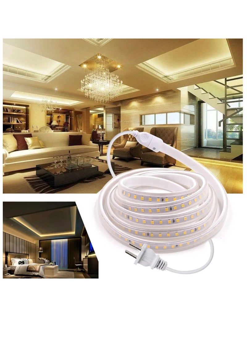 Premium Quality Led Strip Light 120 LED High Bright IP44 LED Strip Light 2835 SMD With US Plug Led Connector For Indoor Outdoor Lighting Room And Kitchen Decoration Warm White
