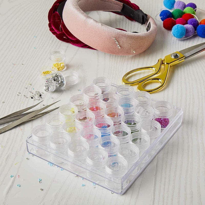 Bright Creations Bead Organizer Box - Clear Plastic, 30 Jars, 6.3 x 5.3 x 1.3 in - Plastic Containers with Lids for Jewelry Making & Diamond Art Accessories - Image 2
