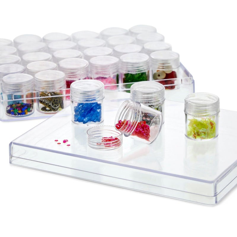 Bright Creations Bead Organizer Box - Clear Plastic, 30 Jars, 6.3 x 5.3 x 1.3 in - Plastic Containers with Lids for Jewelry Making & Diamond Art Accessories - Image 1