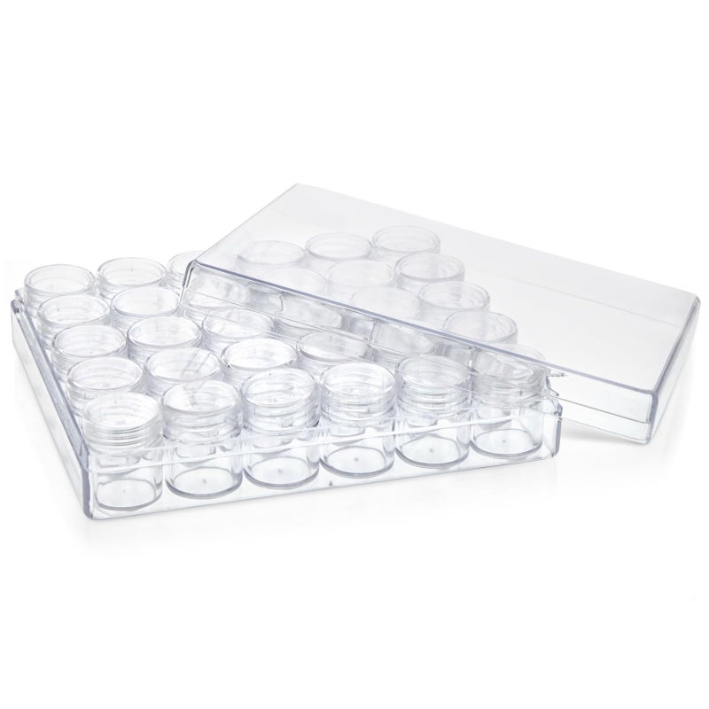 Bright Creations Bead Organizer Box - Clear Plastic, 30 Jars, 6.3 x 5.3 x 1.3 in - Plastic Containers with Lids for Jewelry Making & Diamond Art Accessories - Image 3
