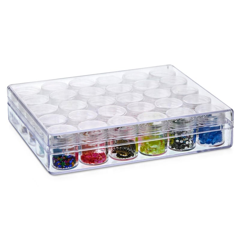 Bright Creations Bead Organizer Box - Clear Plastic, 30 Jars, 6.3 x 5.3 x 1.3 in - Plastic Containers with Lids for Jewelry Making & Diamond Art Accessories - Image 4