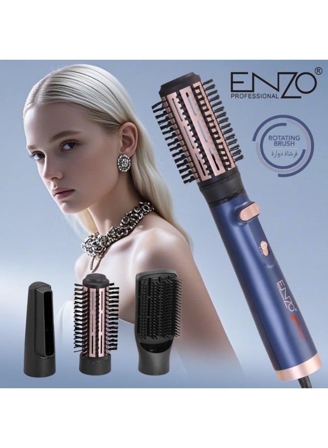 ENZO Professional إنزو EN-758 جهاز تصفيف الشعر 4 في 1 بتقنية الهواء الساخن - فرشاة مجفف الشعر الدوارة الأوتوماتيكية لتنعيم الشعر، تجعيده وزيادة حجمه - النسخة الدولية - Image 2