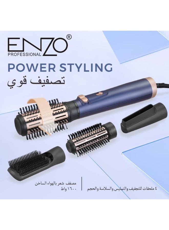 ENZO Professional إنزو EN-758 جهاز تصفيف الشعر 4 في 1 بتقنية الهواء الساخن - فرشاة مجفف الشعر الدوارة الأوتوماتيكية لتنعيم الشعر، تجعيده وزيادة حجمه - النسخة الدولية - Image 4