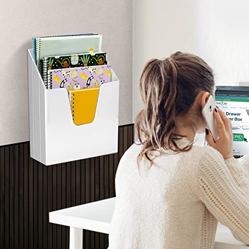 Acrimet Vertical Triple File Folder Holder Organizer, File Sorter (Plastic) (White Color) - Image 3