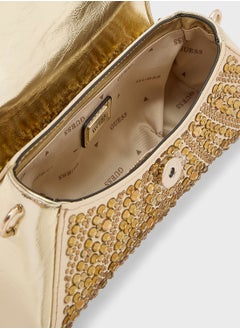 GUESS Embellished Beauvoir Top Handle Flap Over Clutches  - Image 5